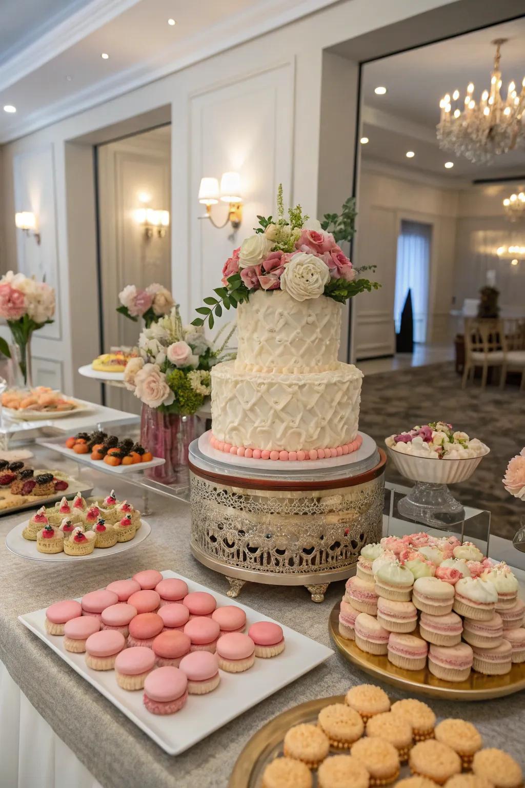 Themed confection table with a grand cake.