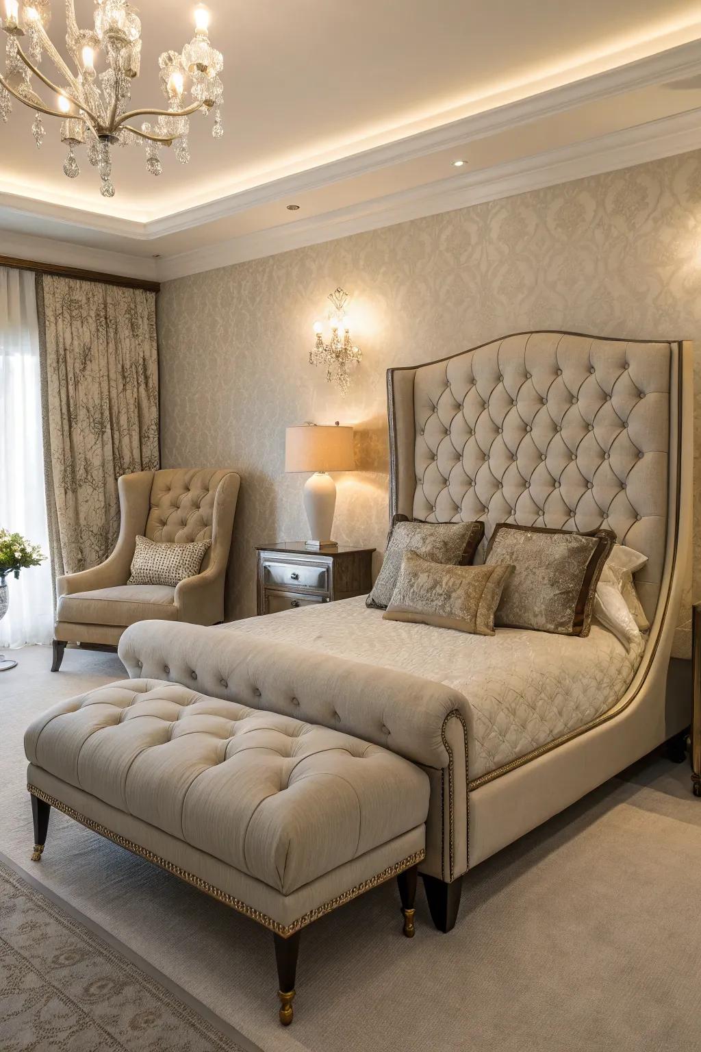 Fashionable furniture items create a polished and unified aesthetic.