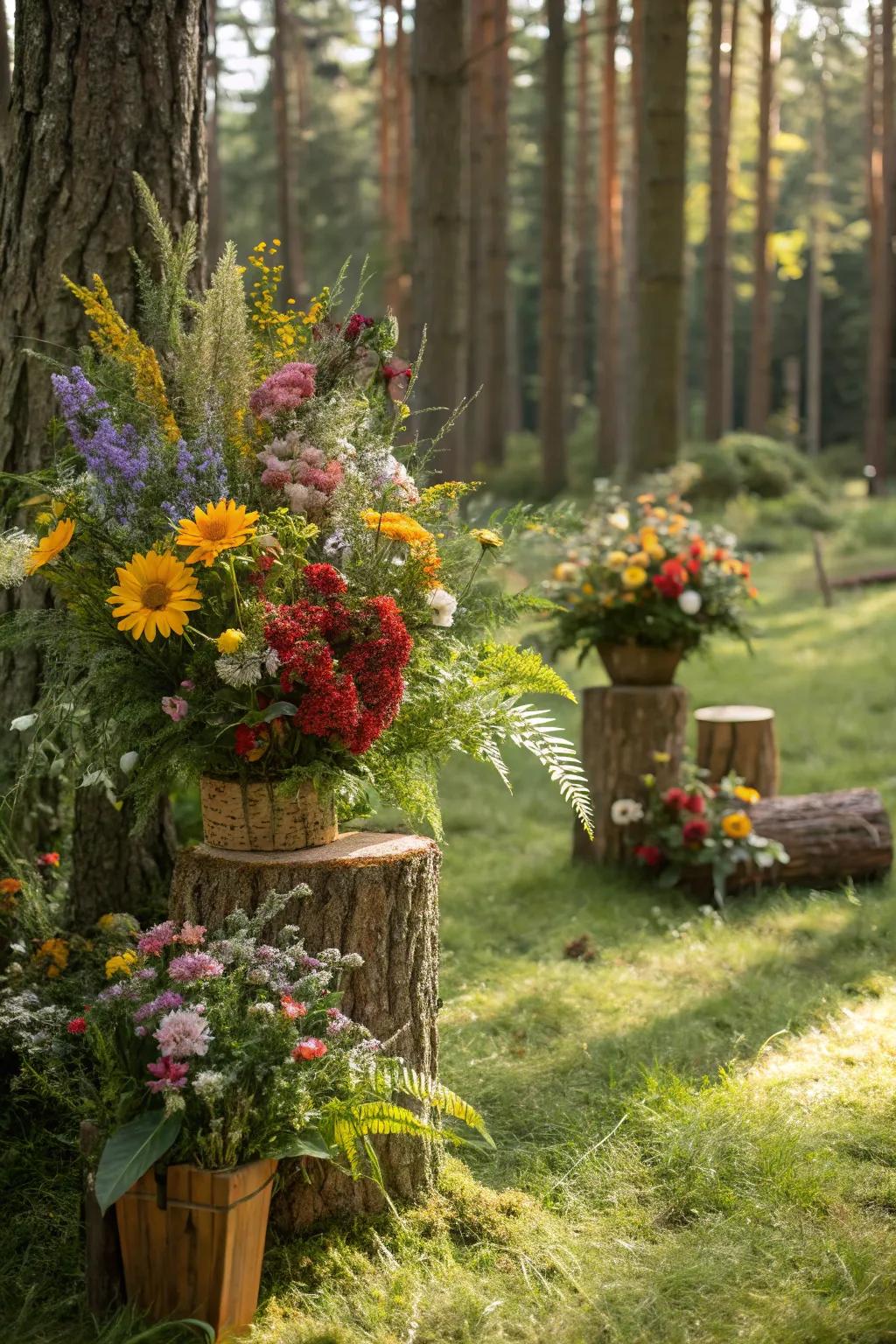 Vibrant wildflowers add a burst of magic to your enchanted forest party.