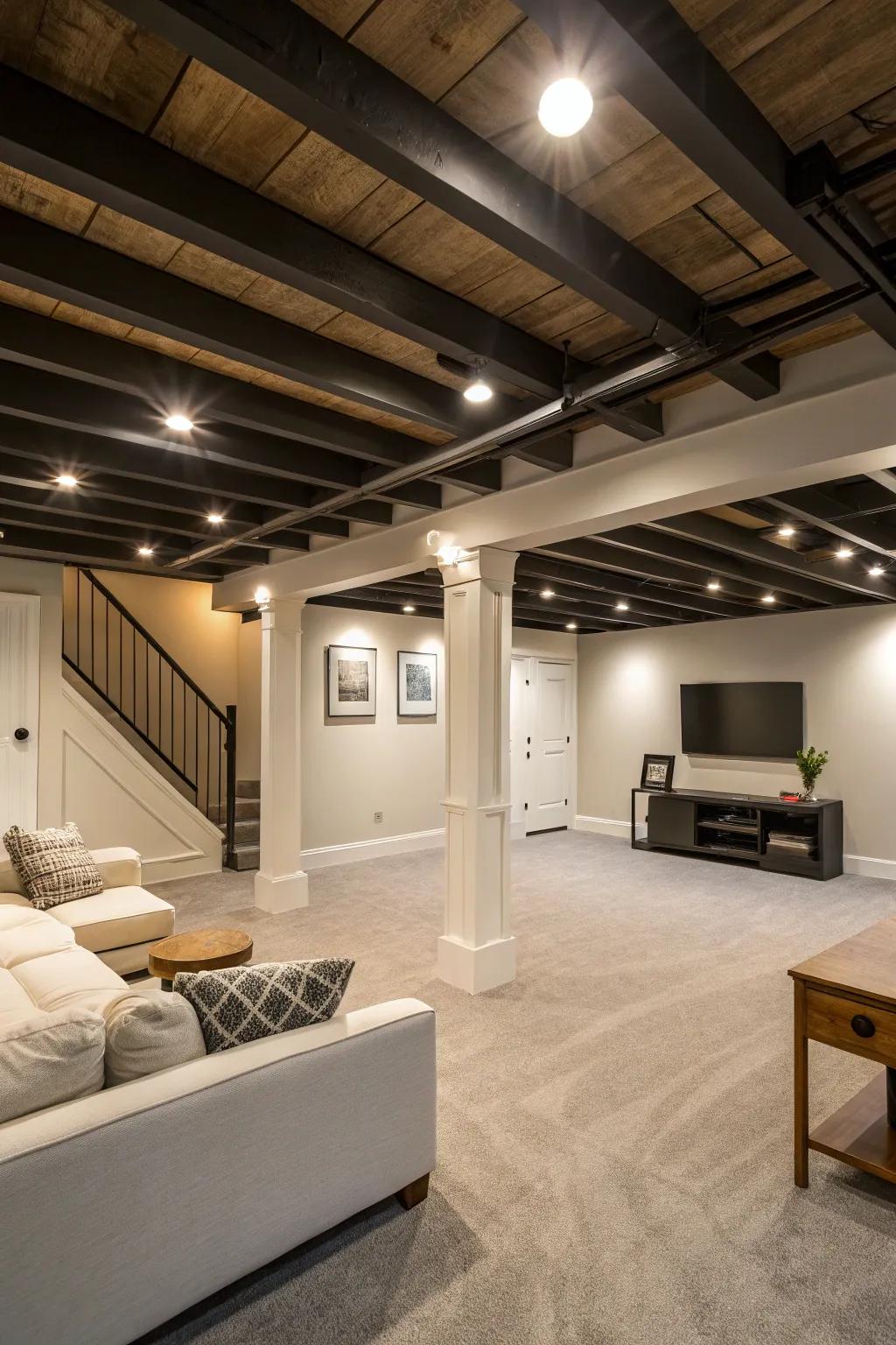 Smooth flush lighting improves the modern look.