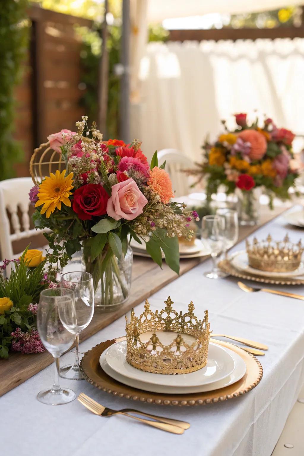 Sophisticated table settings worthy of a fairytale banquet.