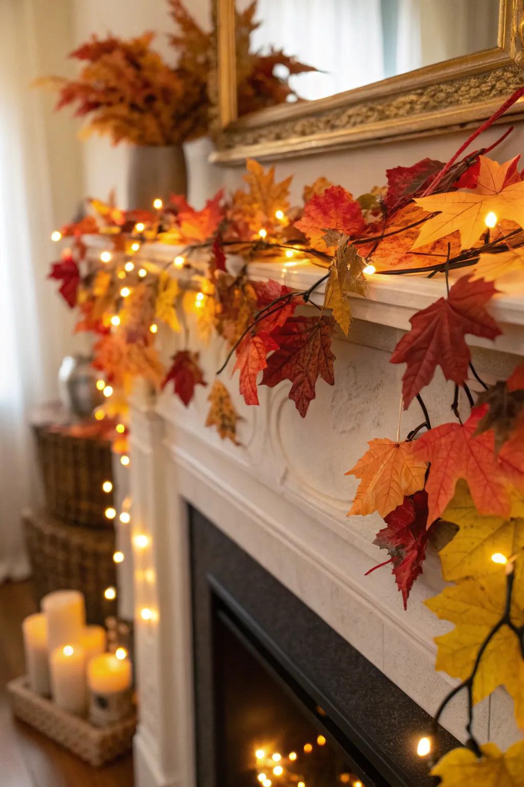 Leafy garlands bring the charm of autumn foliage into the home.