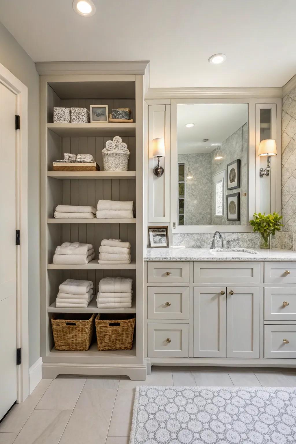 A bathroom where every item has its designated spot.