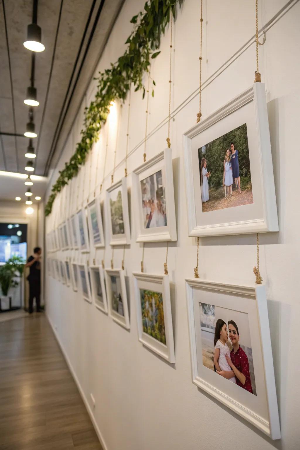 Simple photo display featuring slender, elegant holders.