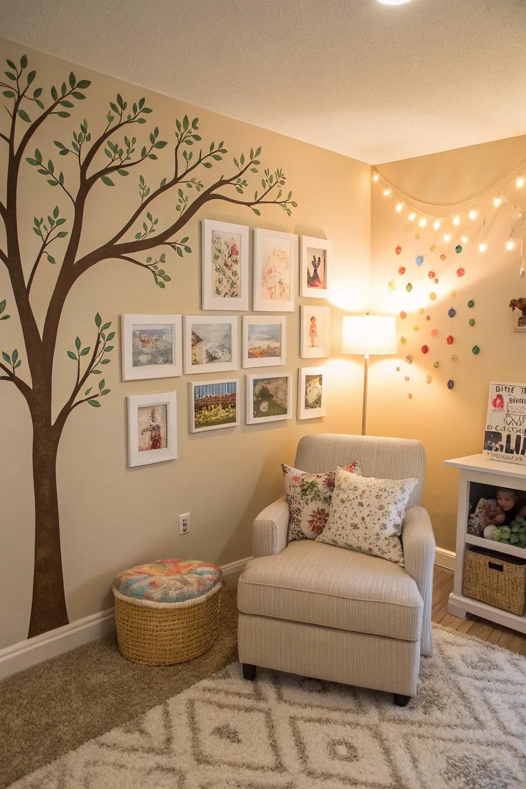 Joyful wall decals amplifying family photos.