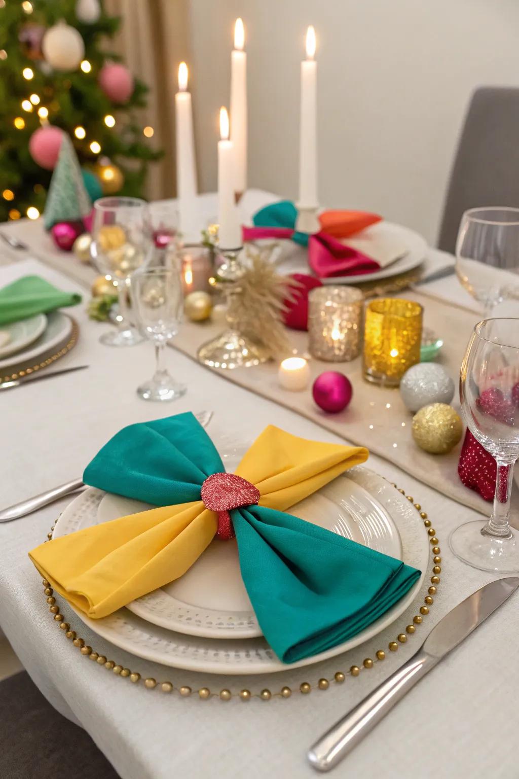 Ribbon folds bring a touch of playfulness to your table.