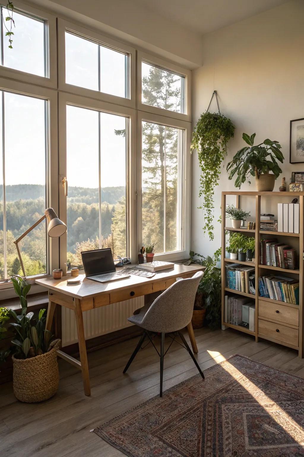 Sunlight makes your office space feel open and inviting.
