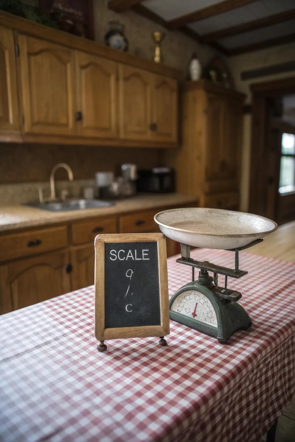 Customized blackboard on a retro scale.
