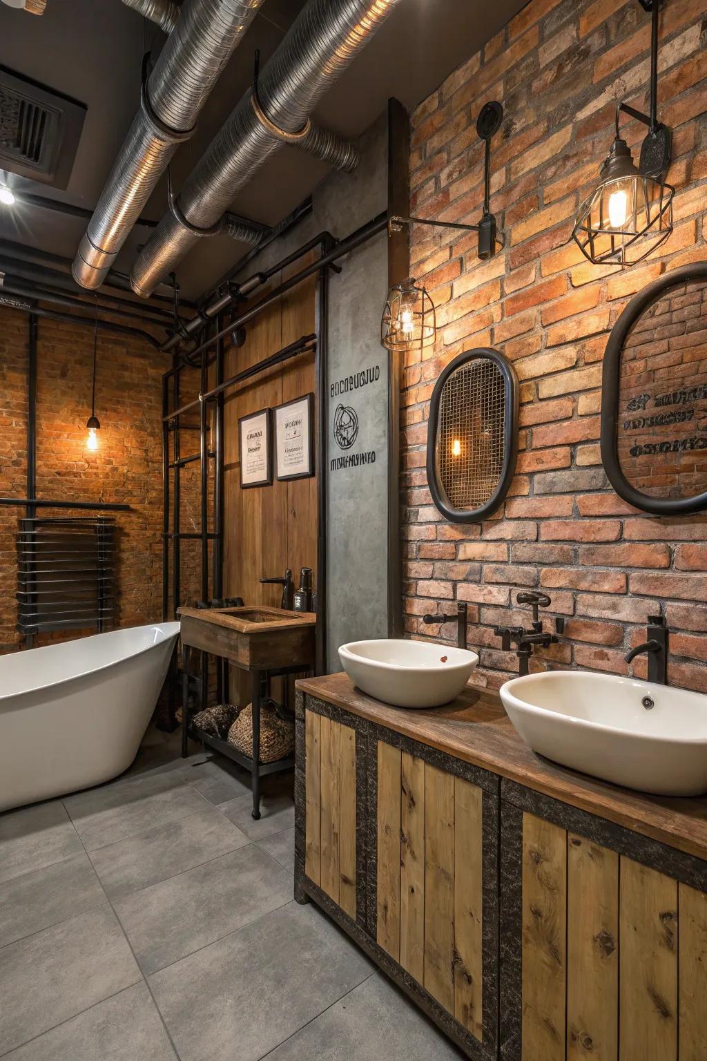 Vintage-style hardware provides a subtle rustic touch to this bathroom.