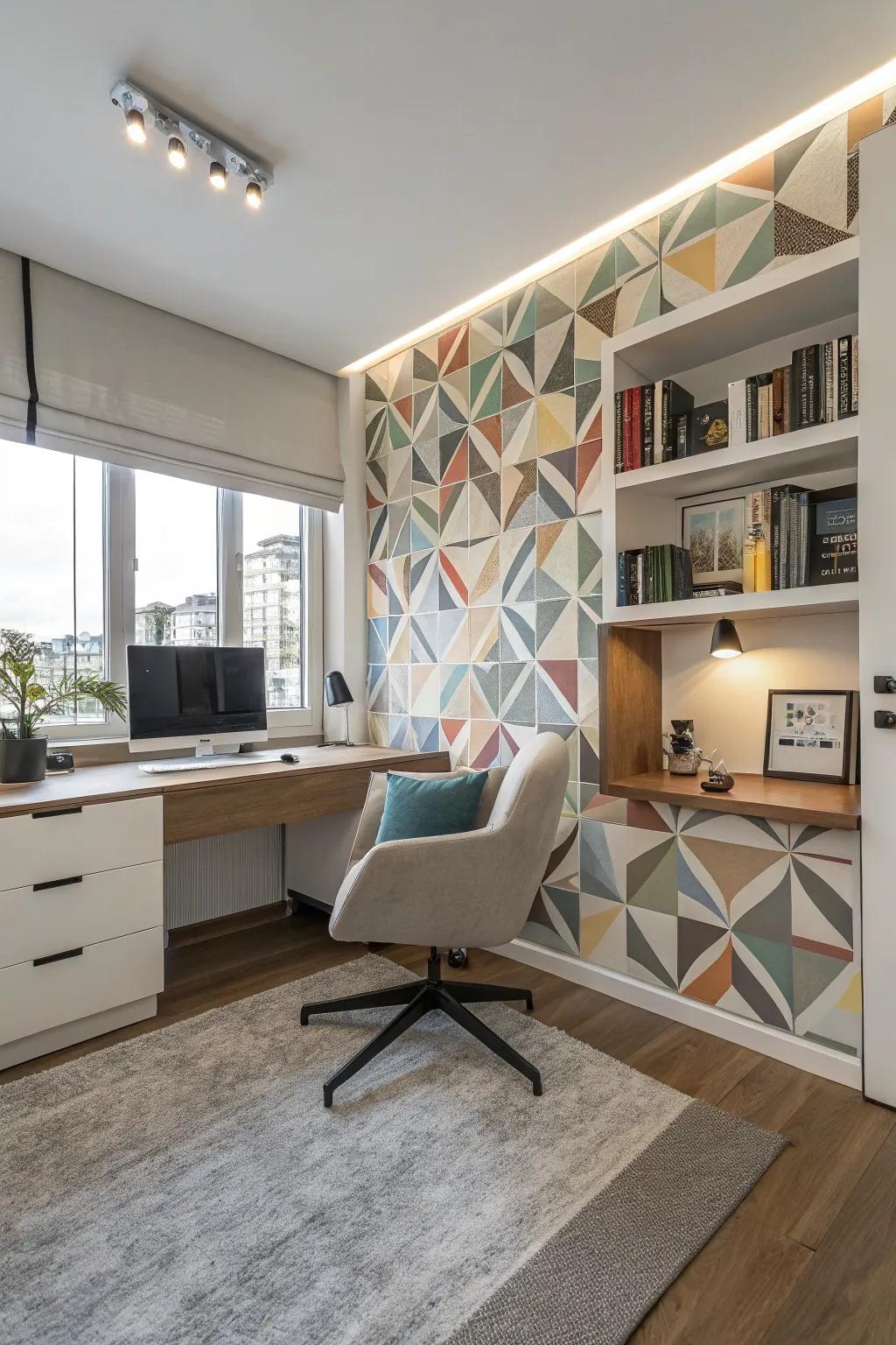Geometric designs infuse a modern touch into this study.