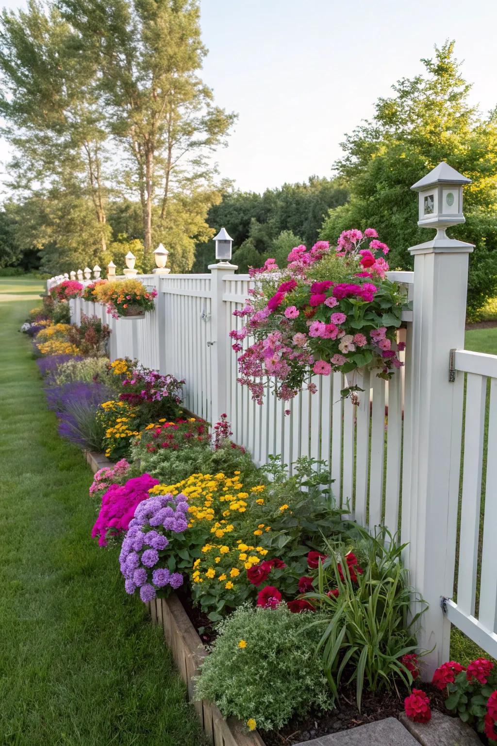 Lively flower patches breathe life and color into your fence.
