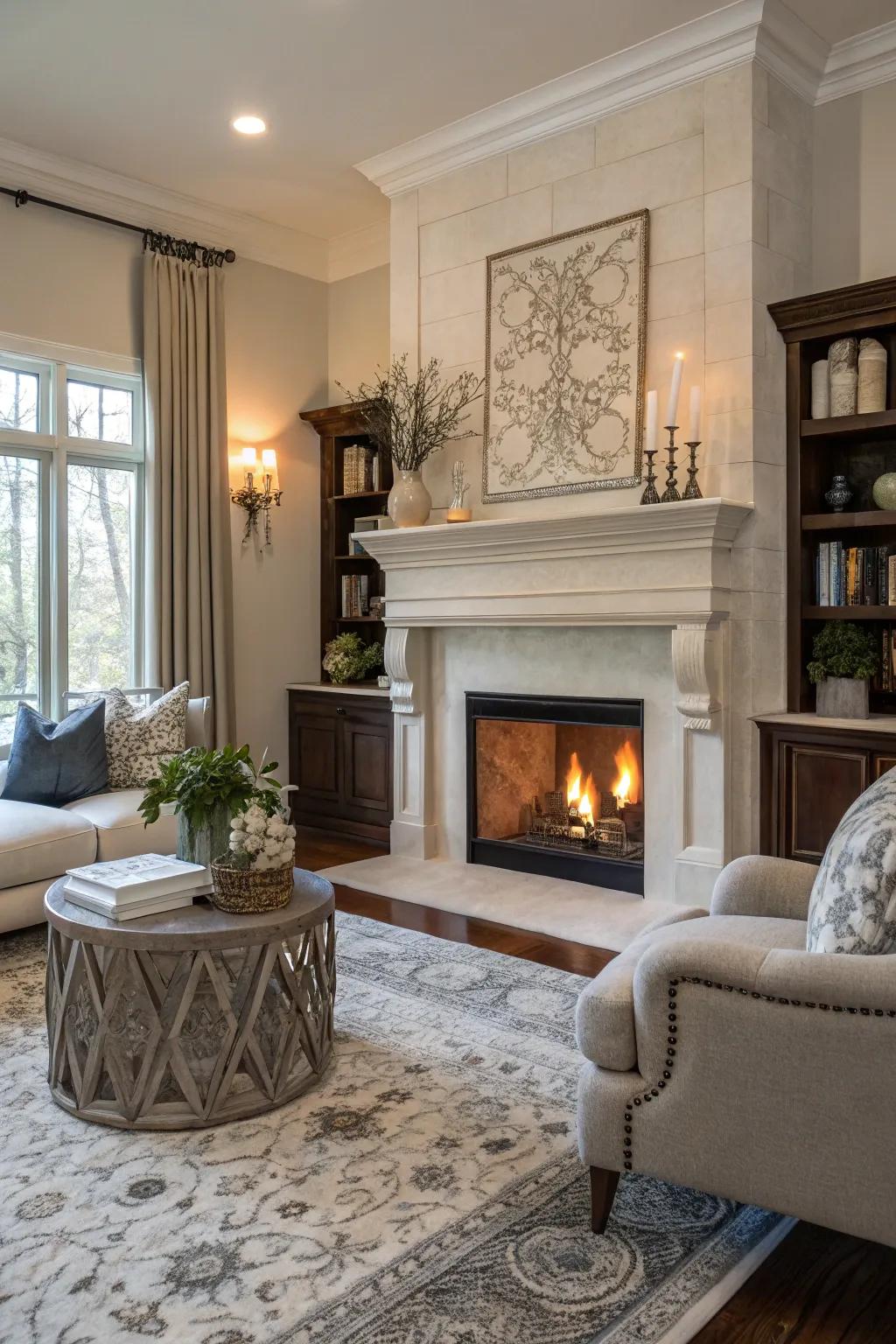 Subtle edging lets other room features become the center of attention.