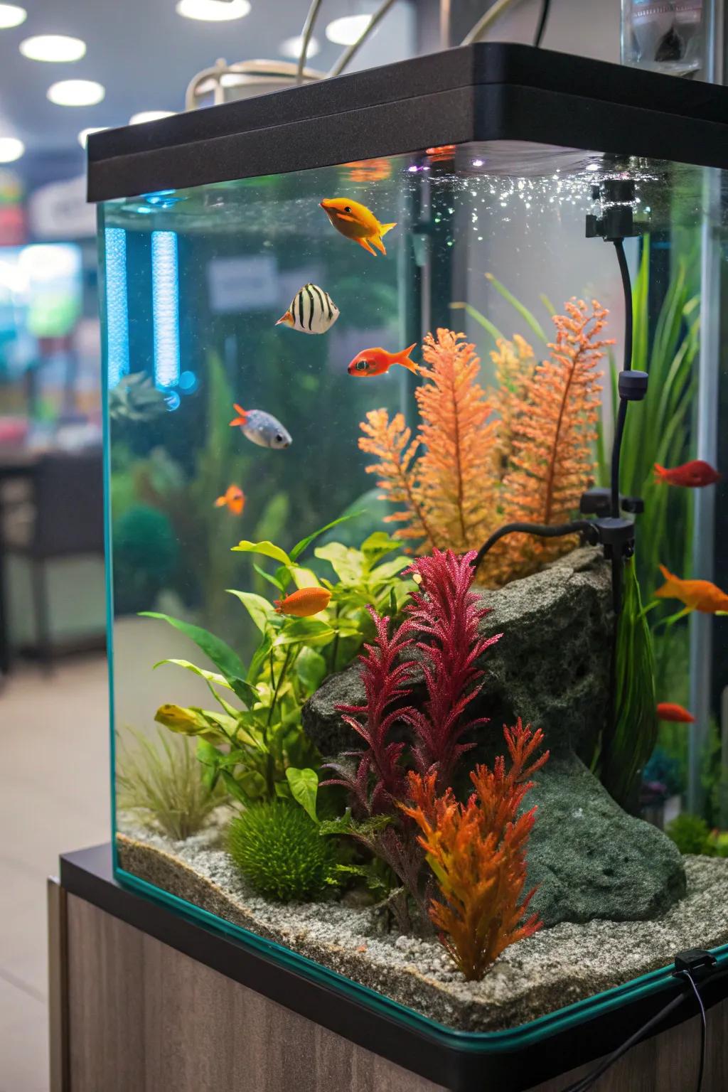 Immerse your aquarium in the vibrant beauty of a tropical paradise.