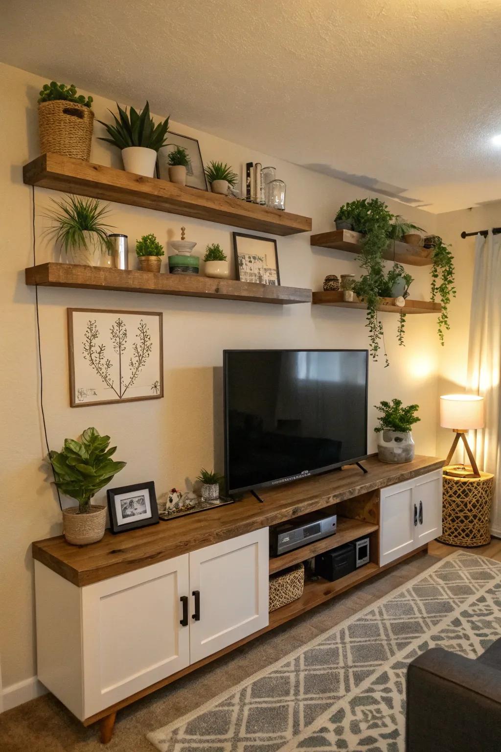Enliven your shelves with plant life.