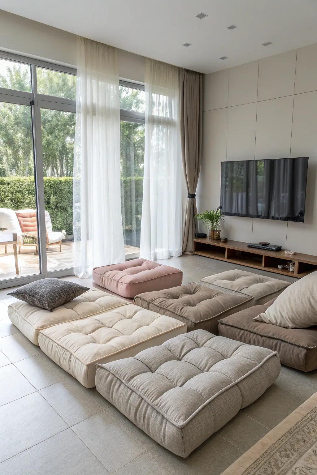 Adjustable floor seating provides freedom and modern style.