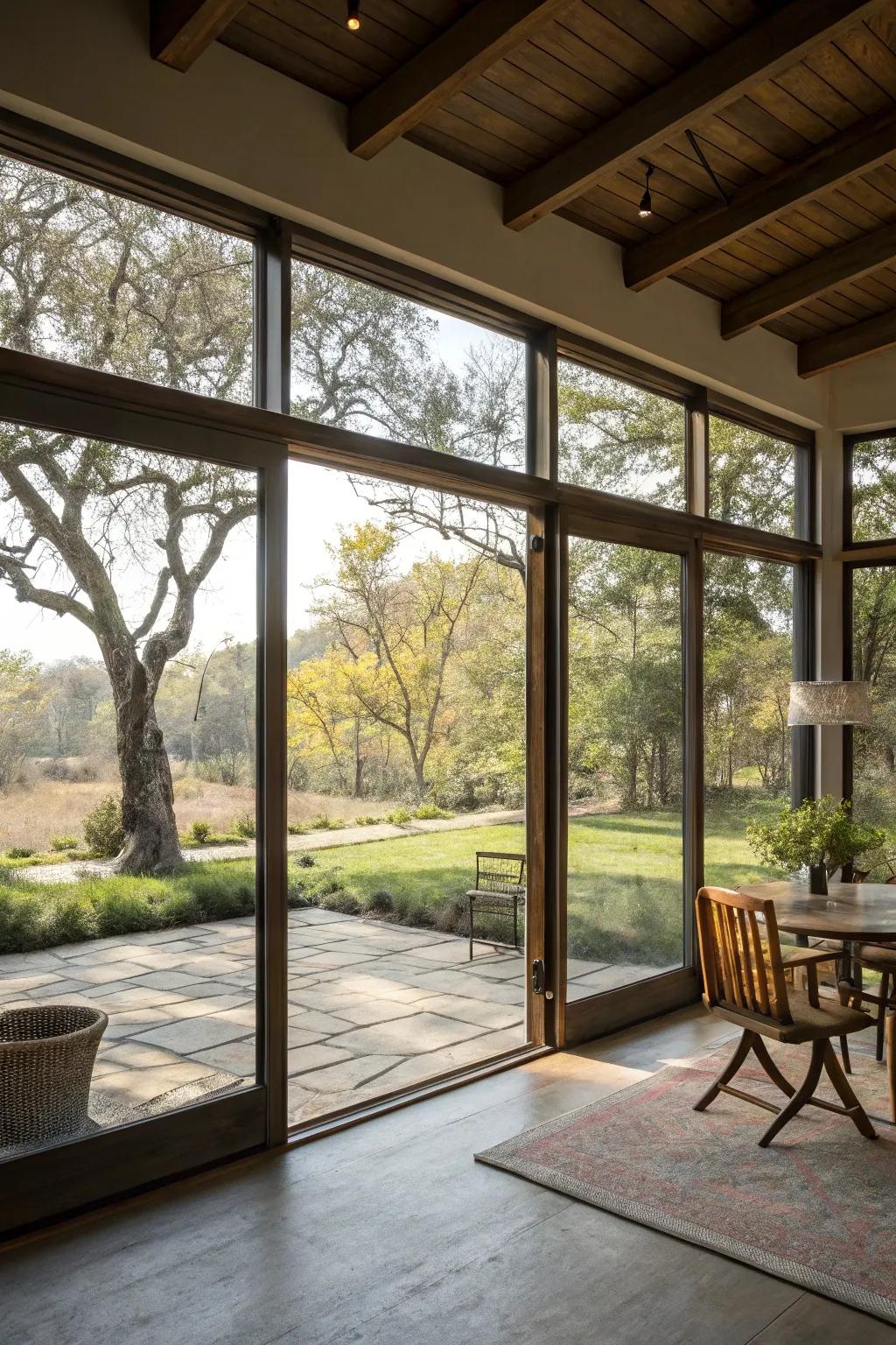 Vast areas and natural illumination fashion a smooth indoor-outdoor circulation.
