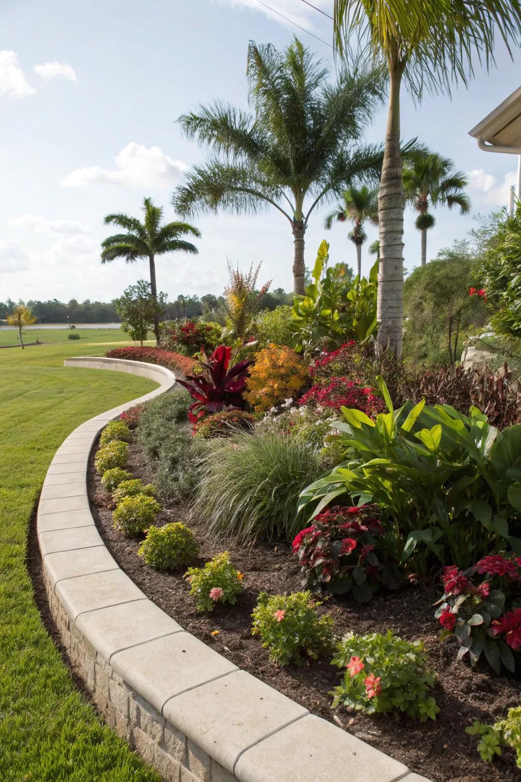 Curved edging allows a seamless transition between garden spaces.