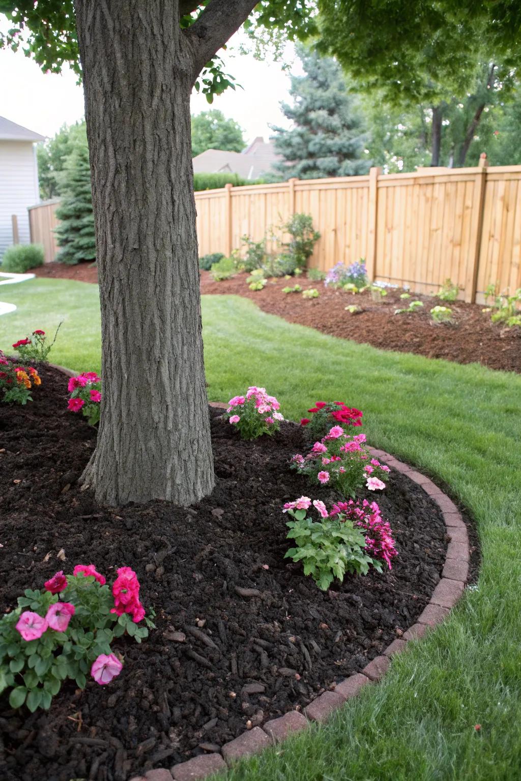 A meticulously mulched tree foundation, enhancing both utility and visual appeal.