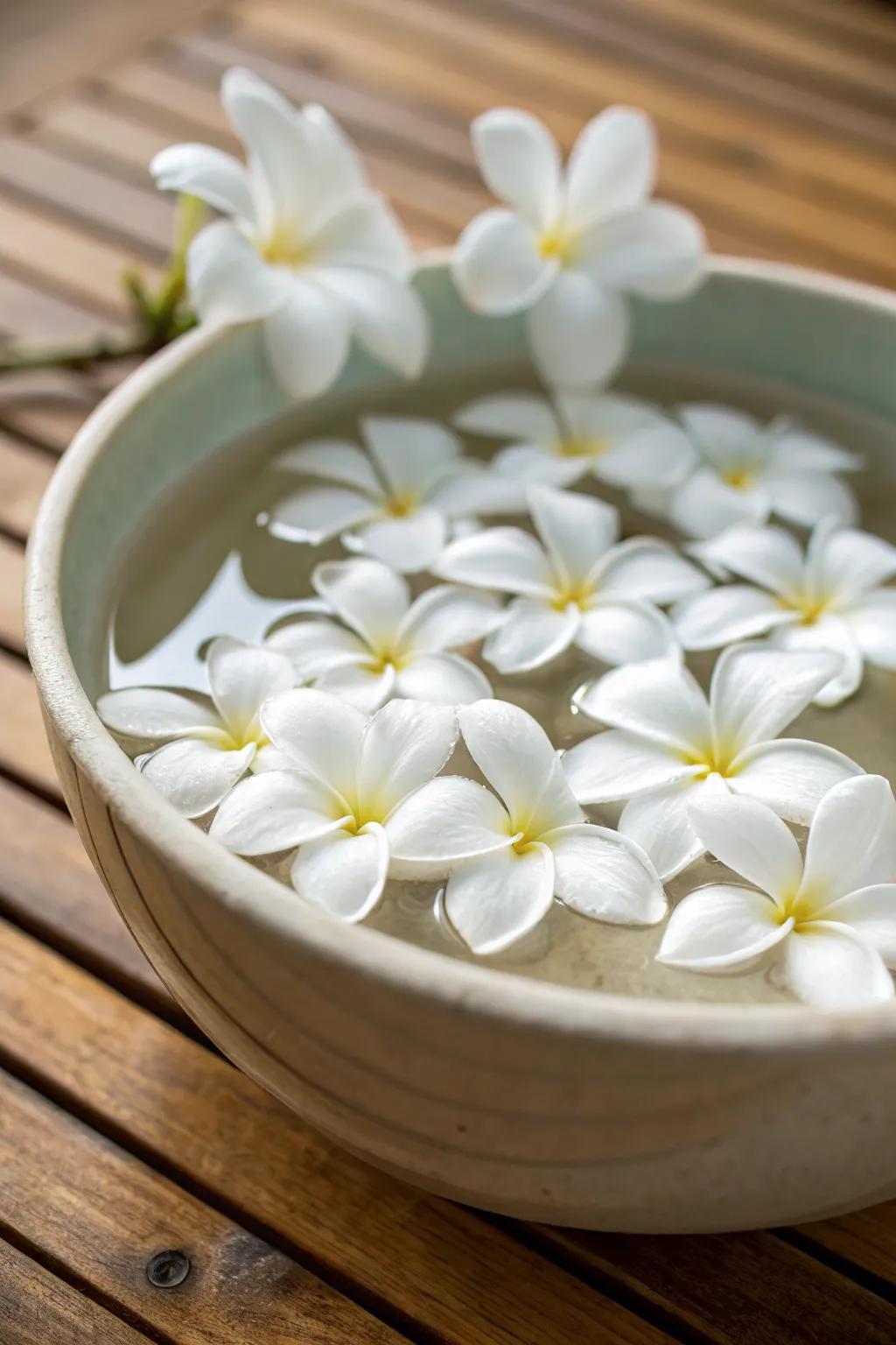 Drifting snow-white blooms creating a fascinating centerpiece.