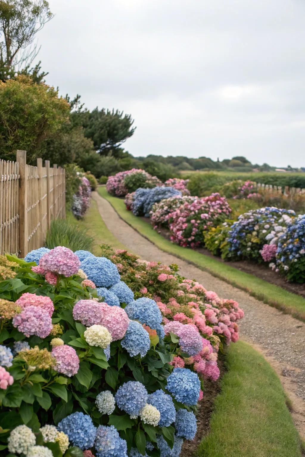 Hydrangea adding lively colors and rich texture to the garden.