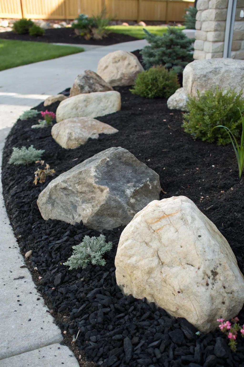 Rocks and ground cover: an ideal match for visual interest.