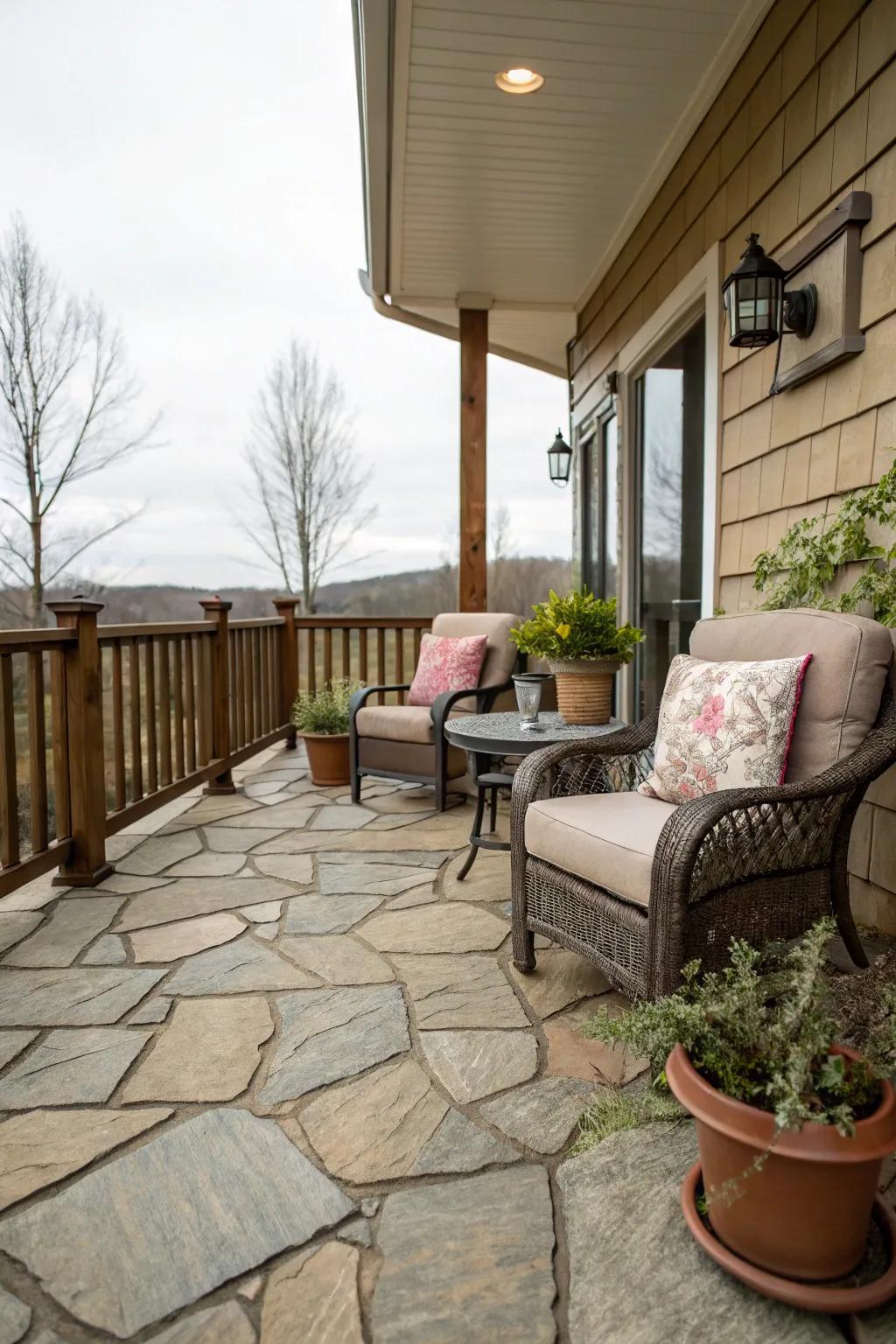 A seating corner transforms your porch into a tranquil escape.