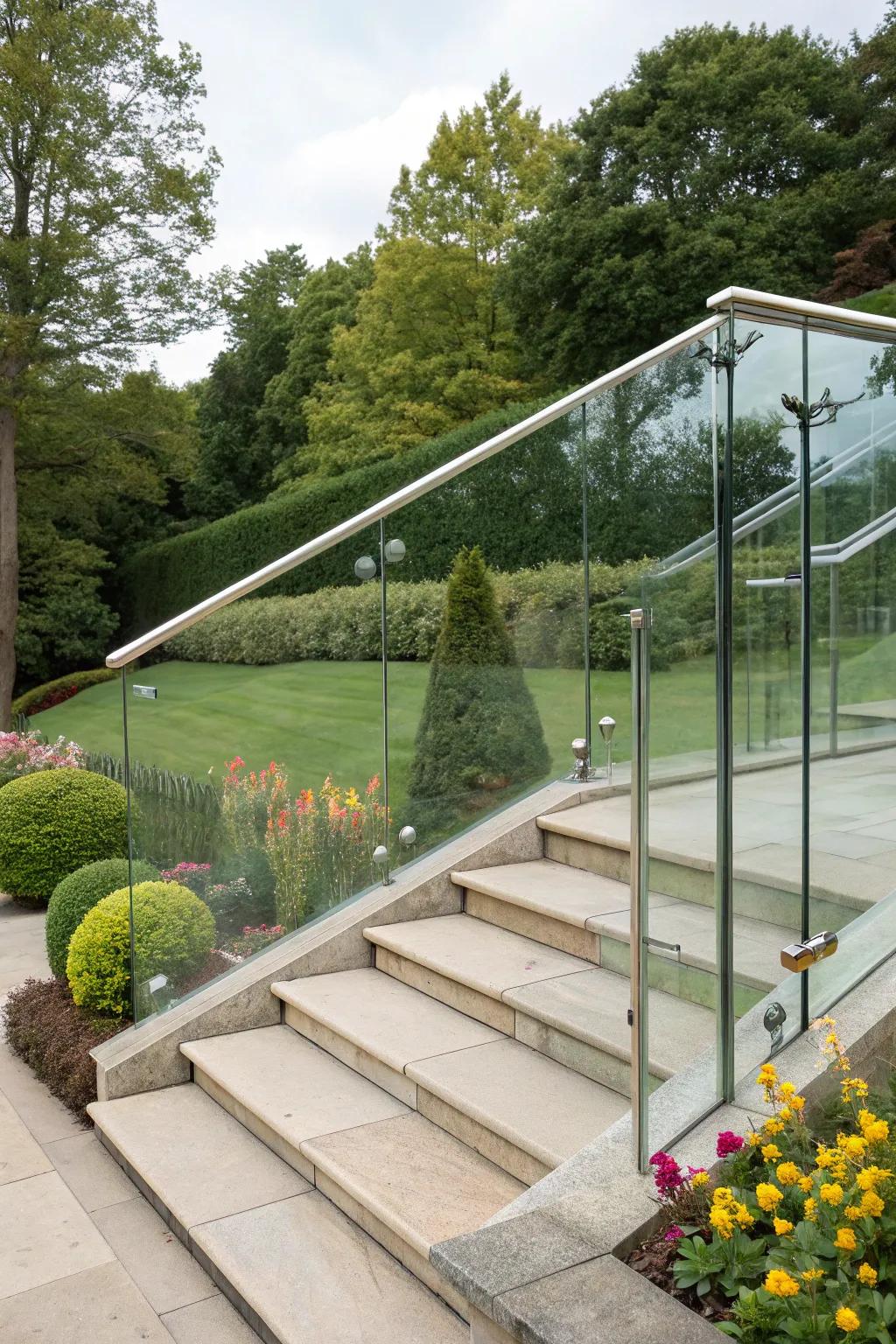 Glass railings provide unobstructed views and contemporary charm.