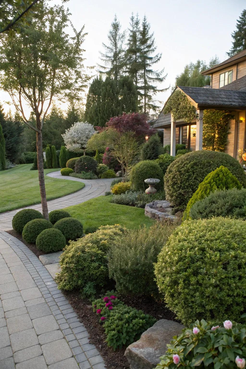 Ornamental shrubs offer structure and greenery to your front yard design.