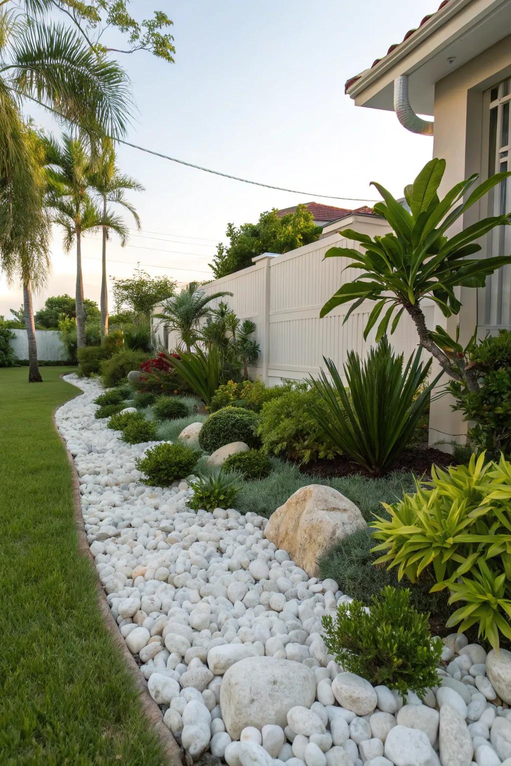 Alabaster rocks matched with verdure fashion a lively and spirited comparison.