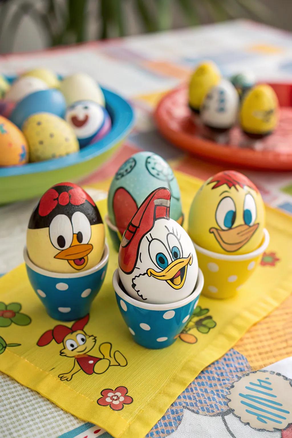 Animated figure eggs prepared for their spotlight.