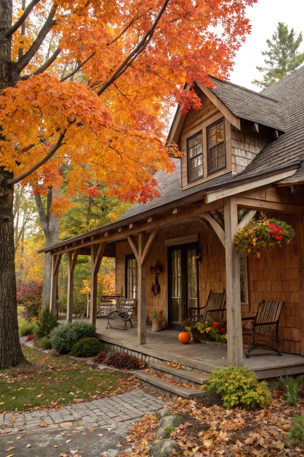 Wood brackets give a country feel to gables.