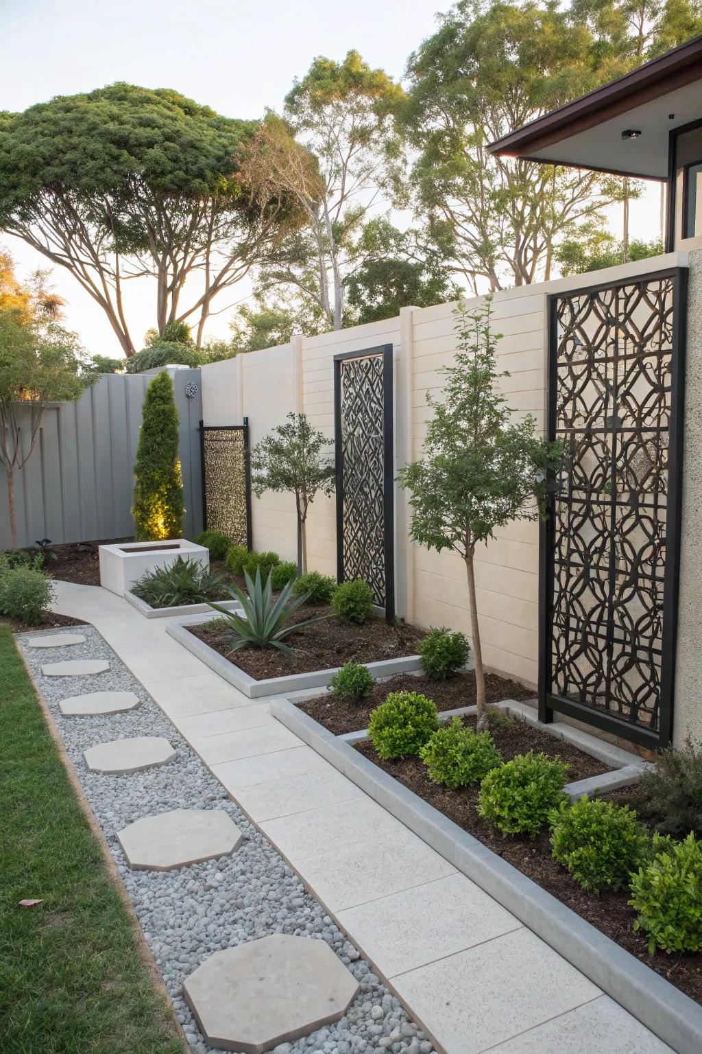 Polished dividers introduce a modern look to your garden.