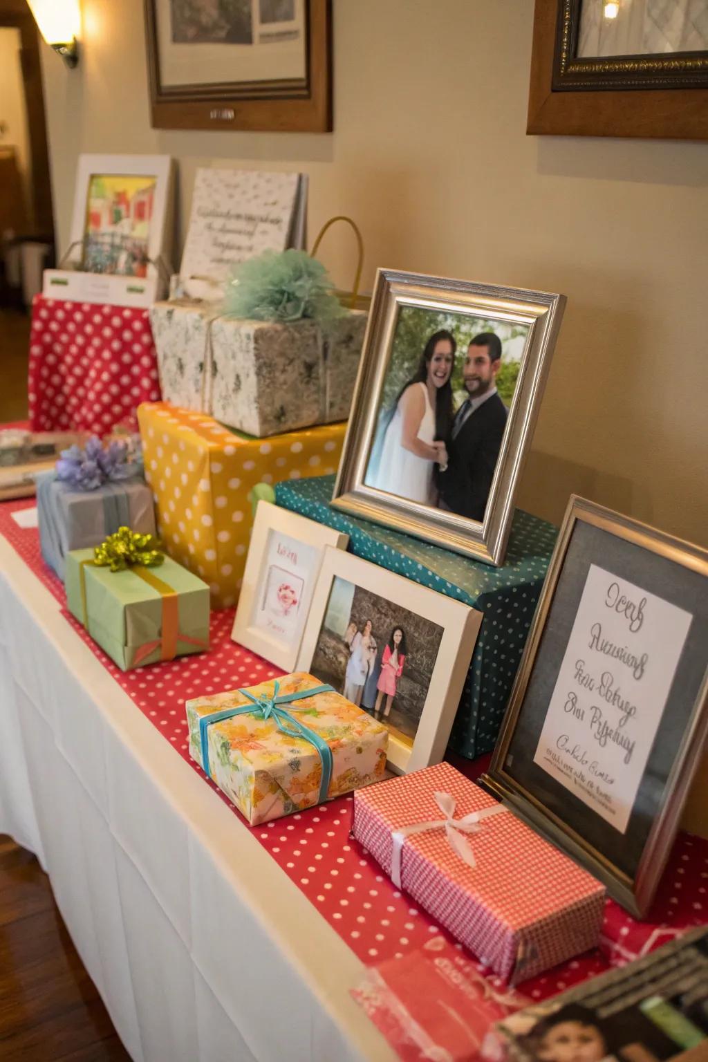 Personalize your gift area with treasured memories and mementos.