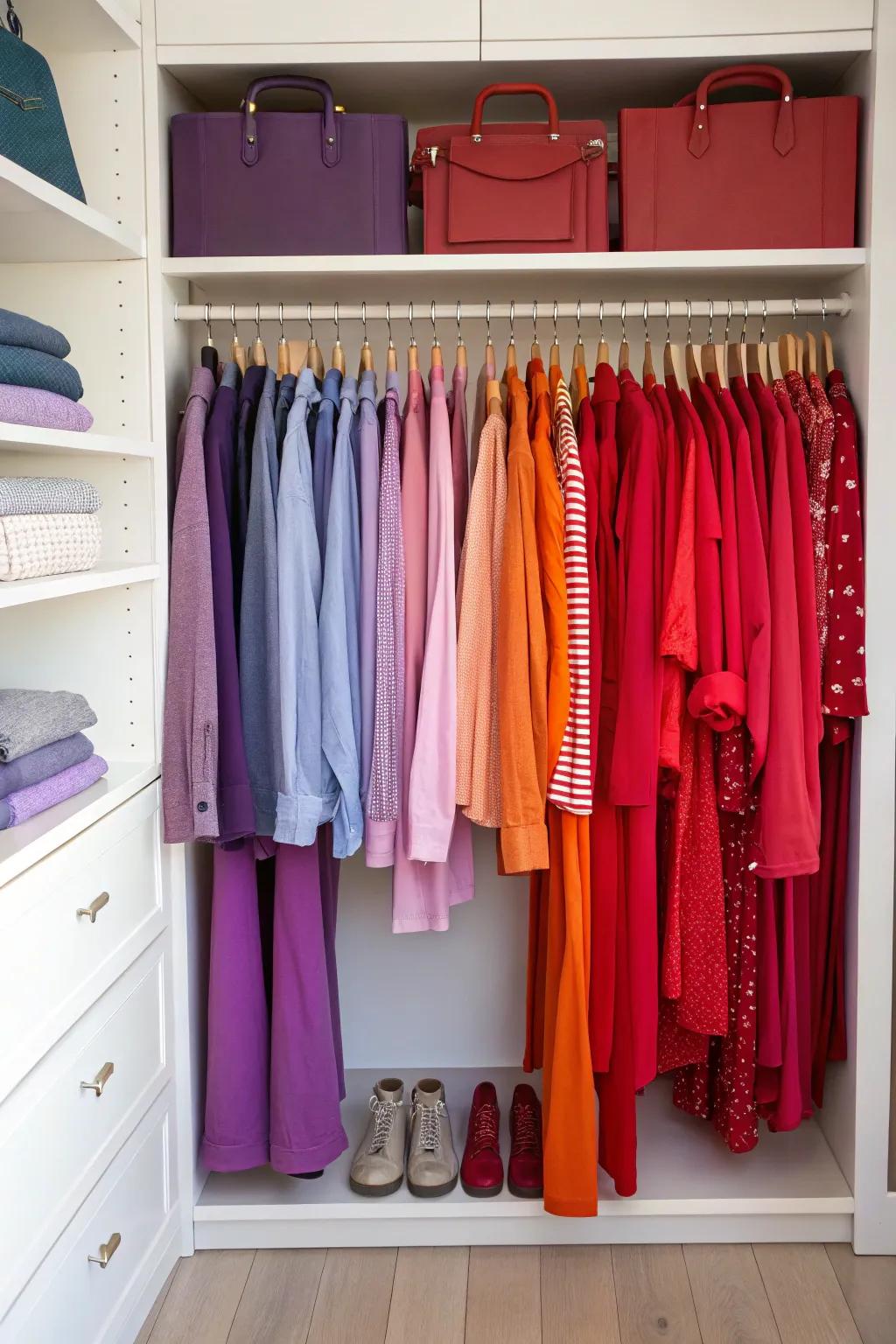 Your wardrobe is brought into harmony by color coordination.