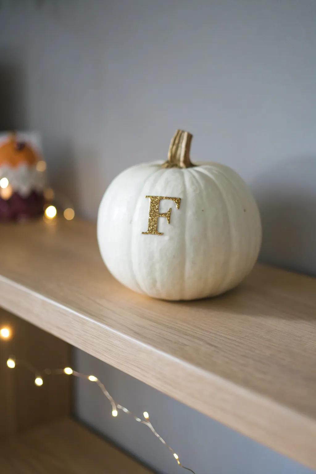 Add a personal touch to your autumn decor with a monogrammed glitter pumpkin&mdash;where simplicity meets sparkle!