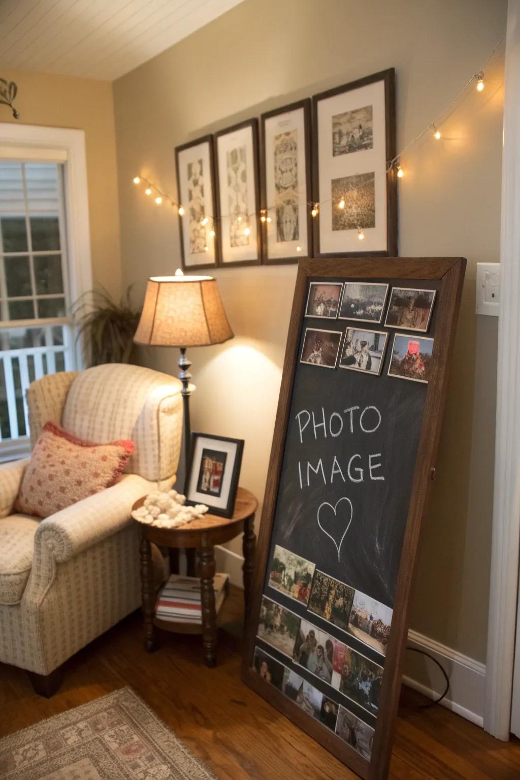 Chalkboard elements make room for personalized messages and creative flair.