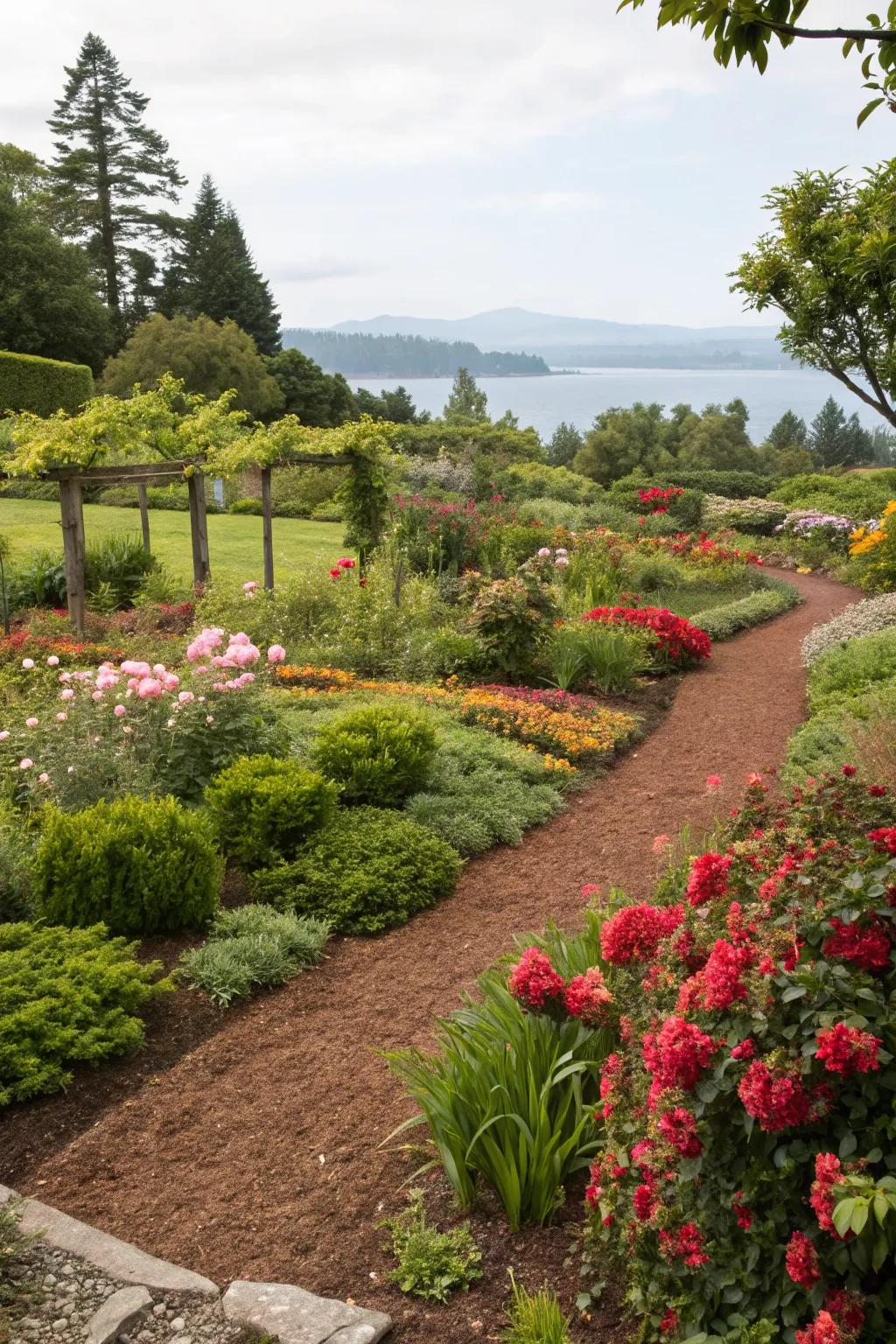 Mulch helps keep moisture in the soil and gives the garden a consistent look.
