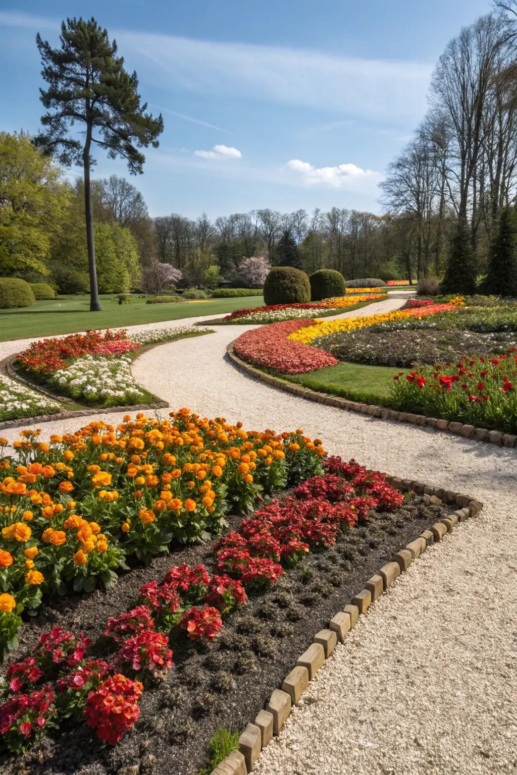 A flower bed displaying pebble tones in contrast for a breathtaking outcome
