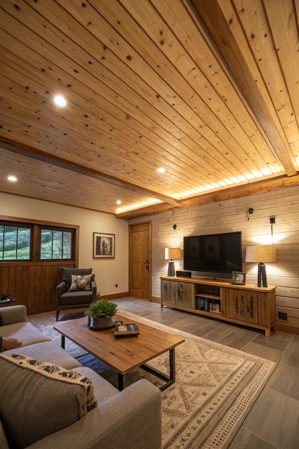 Unaltered wood ceilings impart warmth and texture to any interior.
