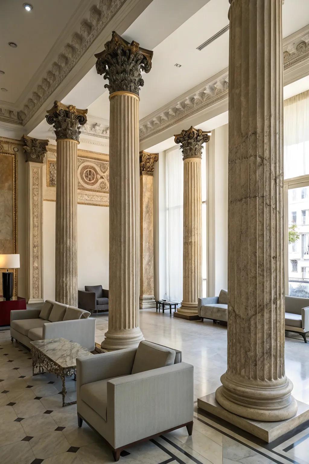 Merging traditional and modern aspects fashions a vibrant Greek-inspired space.