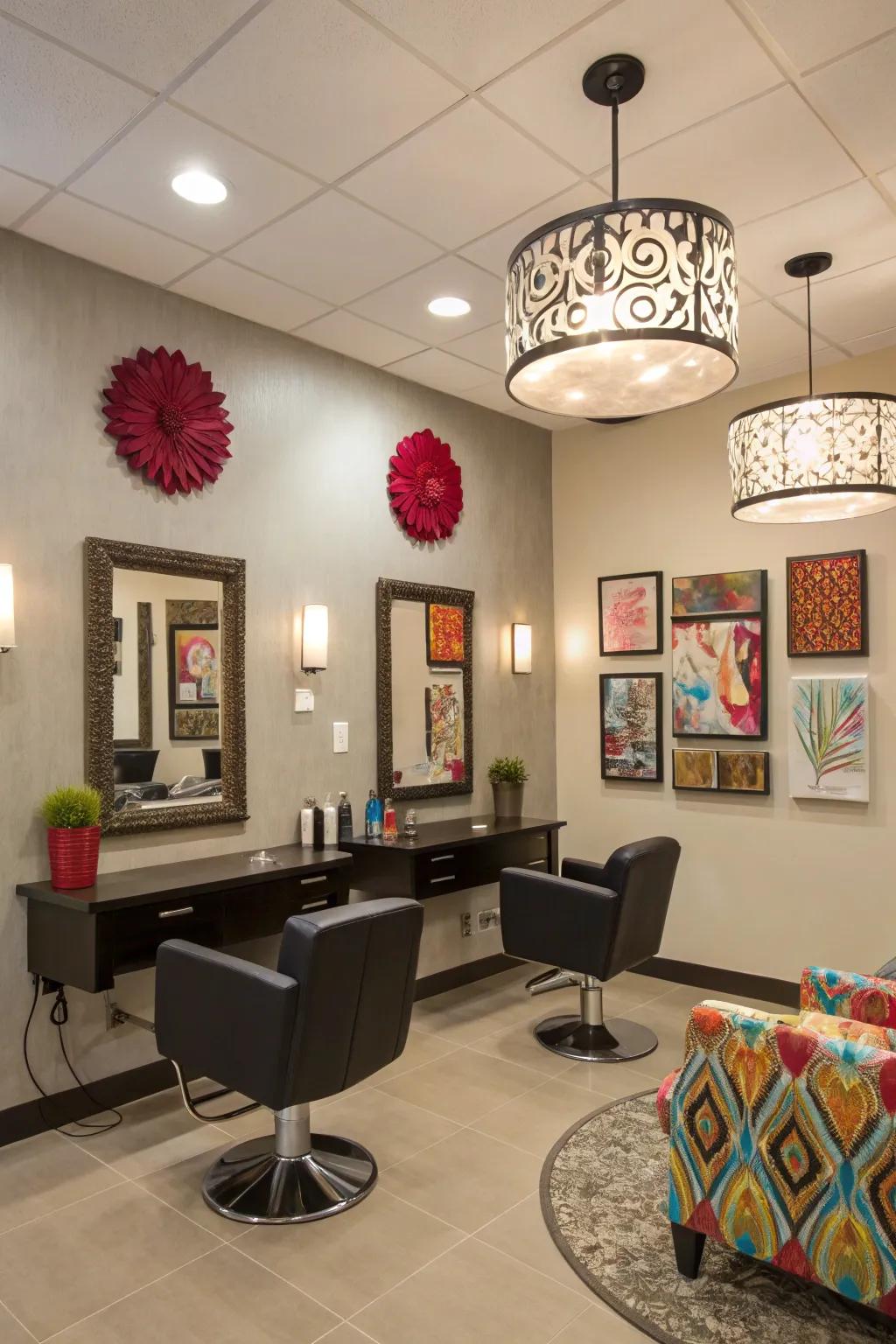 Neutral shades with bright accents create a stylish appearance.