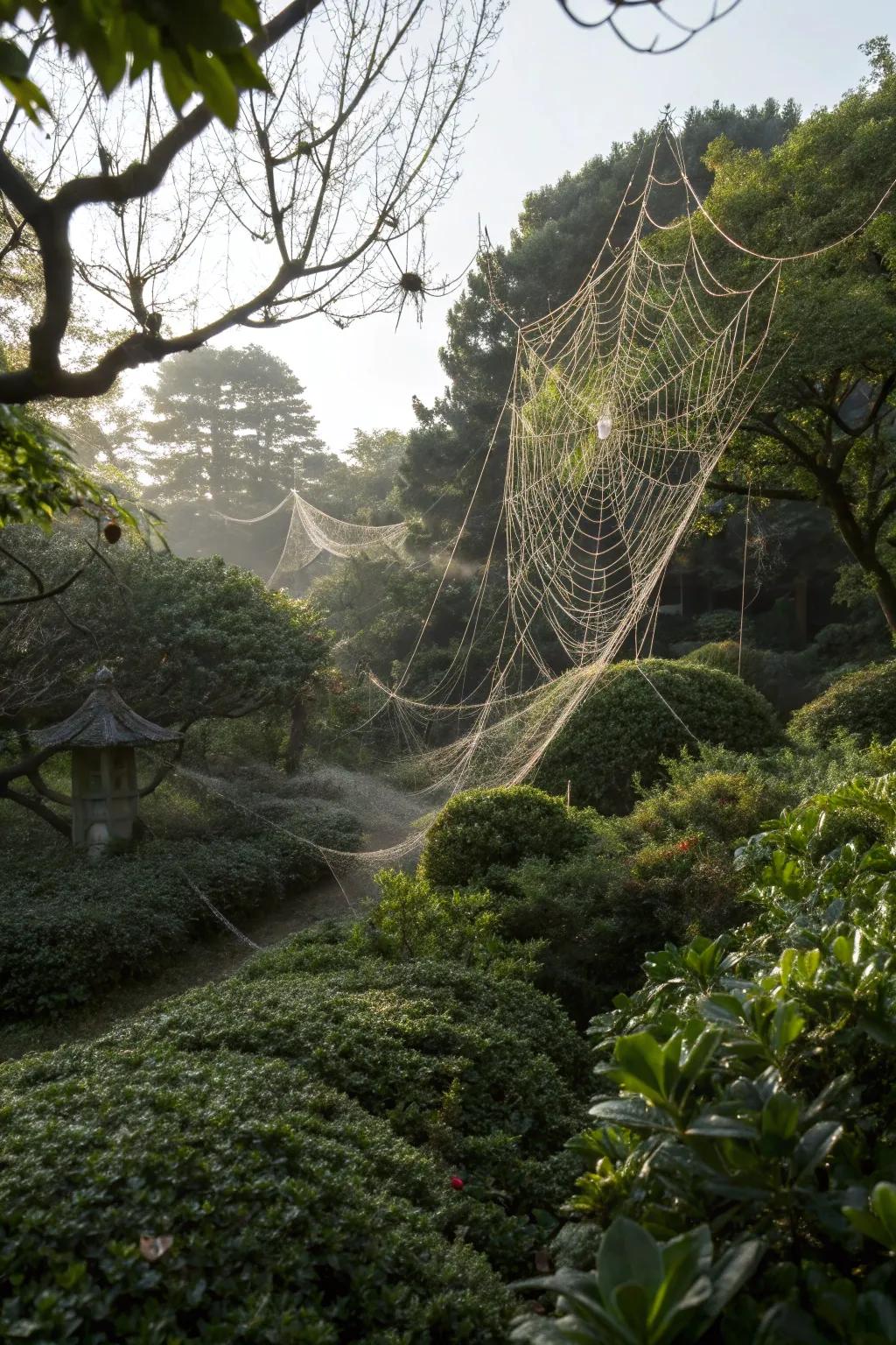 Forge a bone-chilling vibe using elaborate spiderwebs.