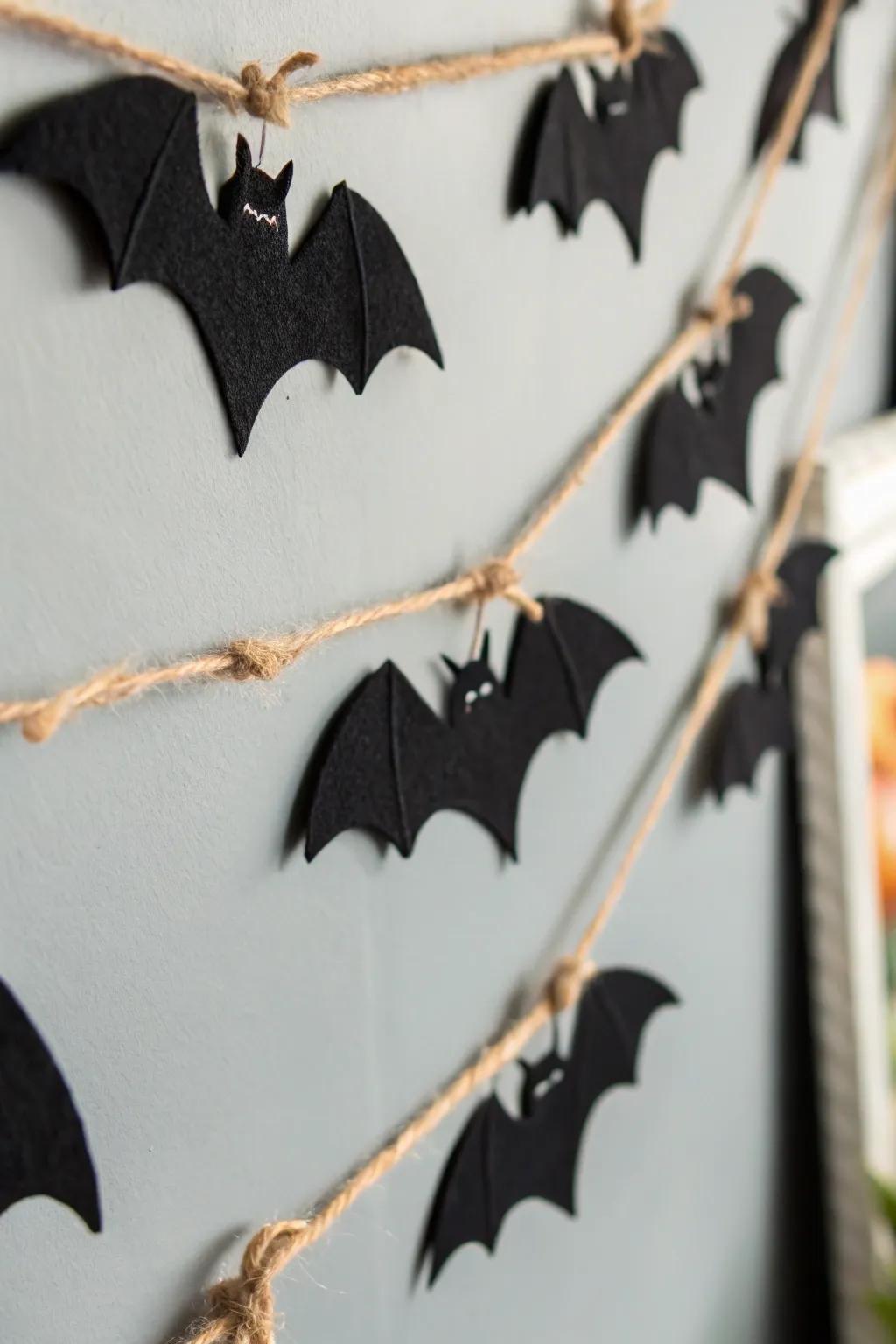 Amplify your Halloween aesthetic with a hint of minimalist sophistication through a self-made chiroptera-themed garland. 🎃🦇 #ScandiBoho #HalloweenCraft