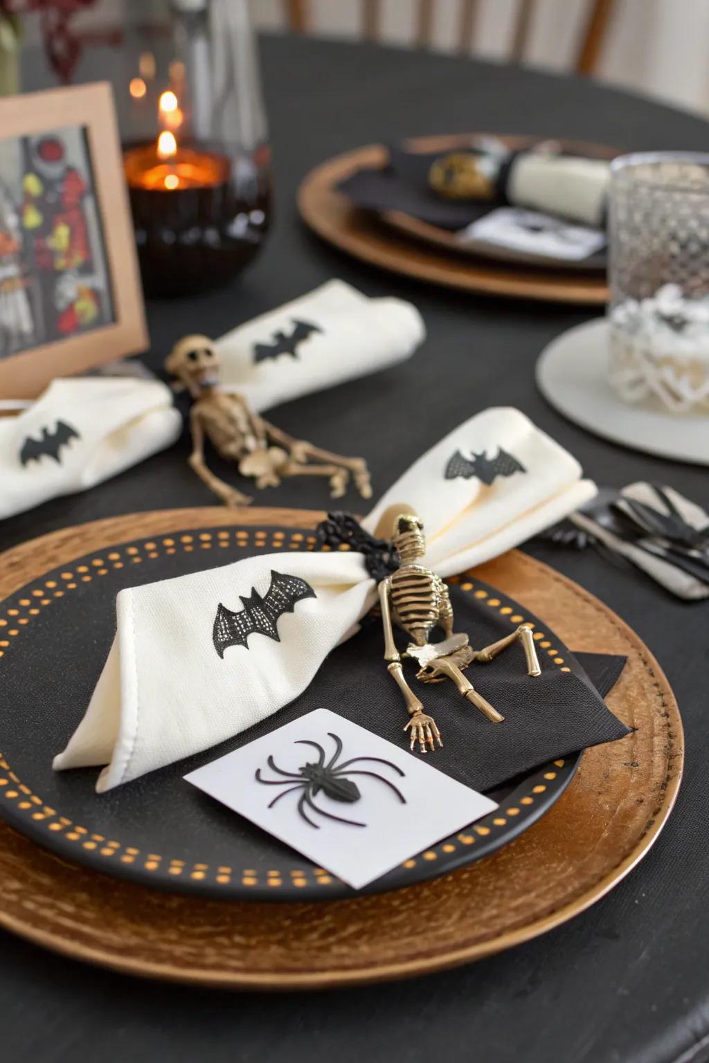 Themed place settings add a playful and personal touch.