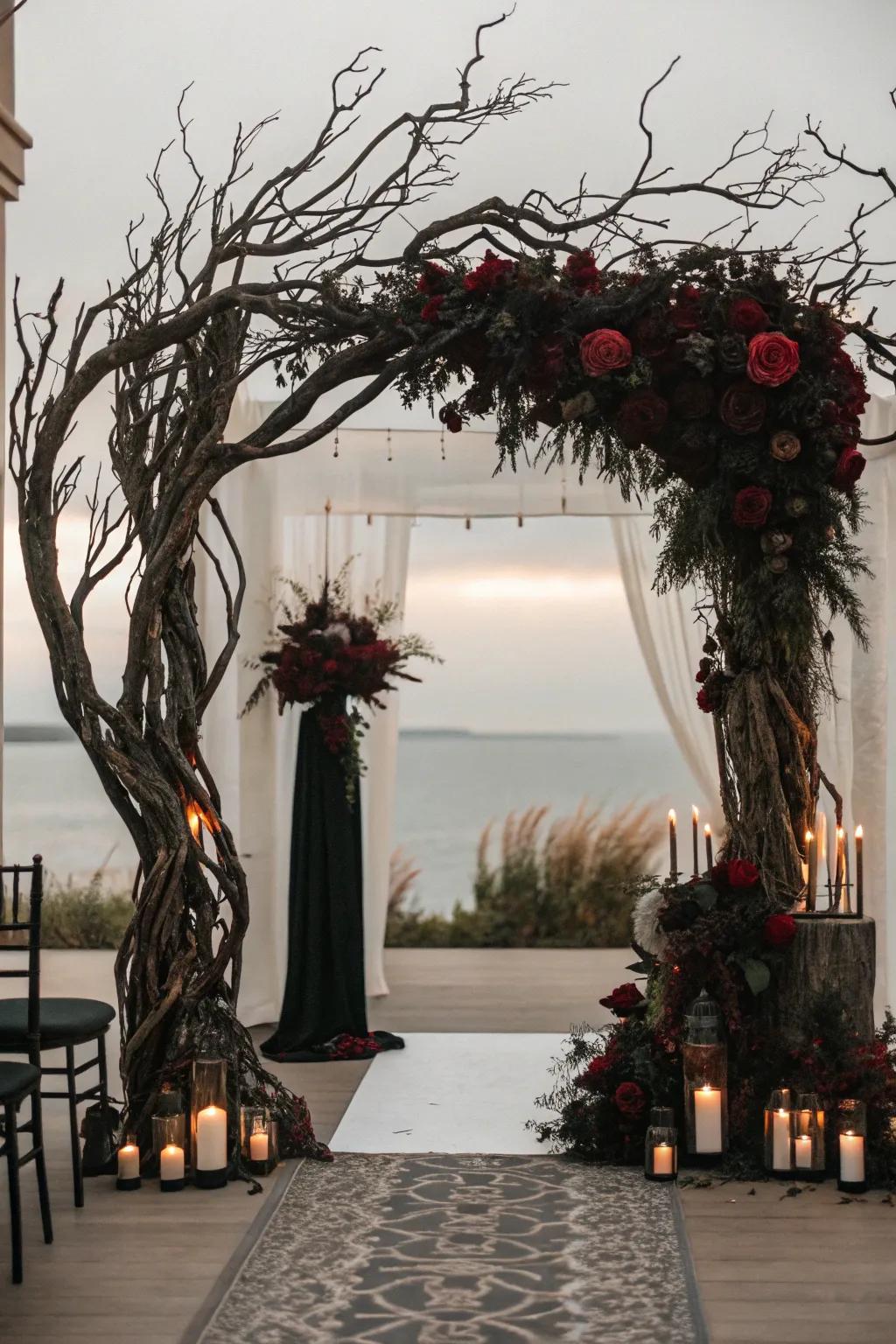 An eerie yet gorgeous ceremony ambiance.