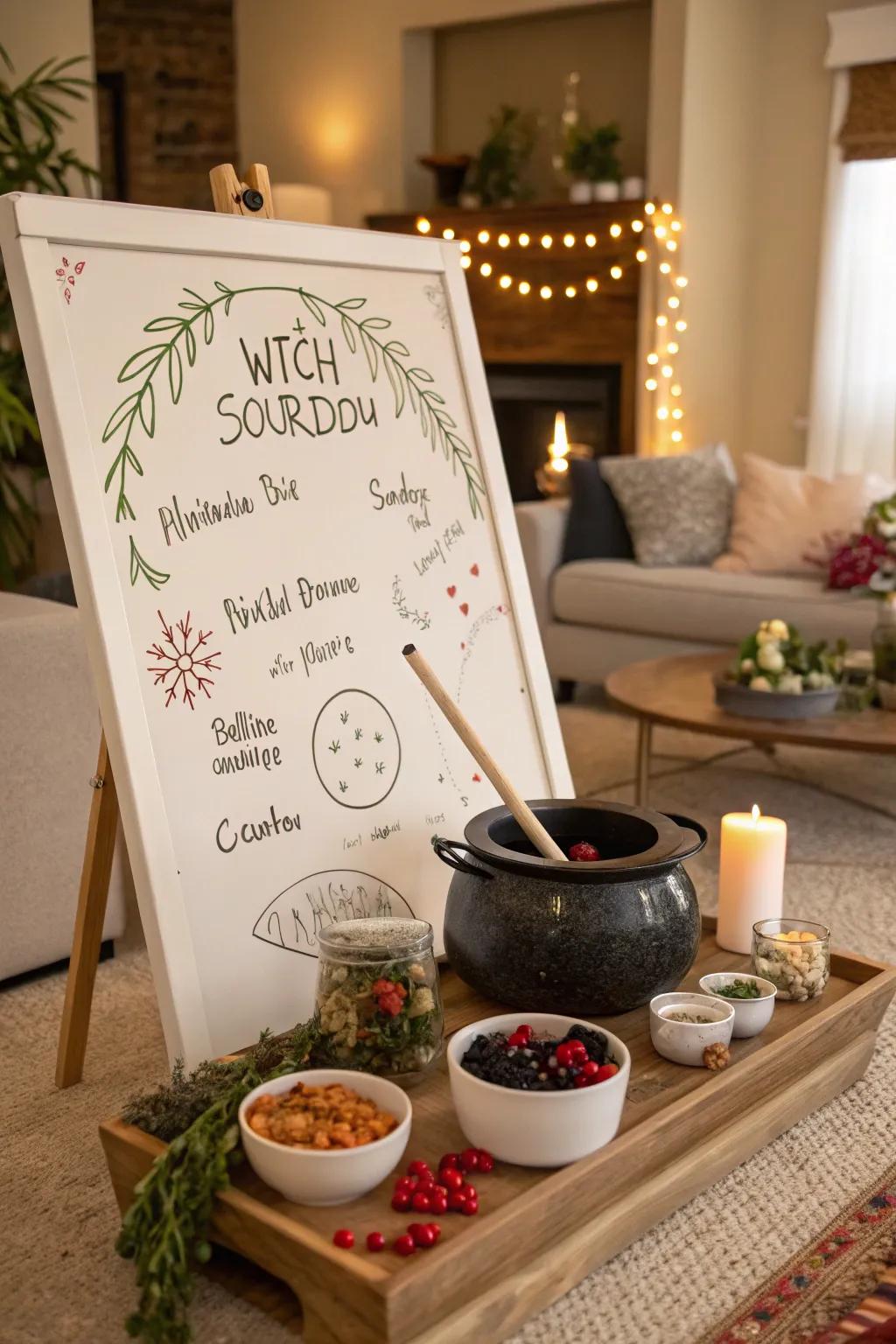 An engaging sorceress's mixture whiteboard concept.