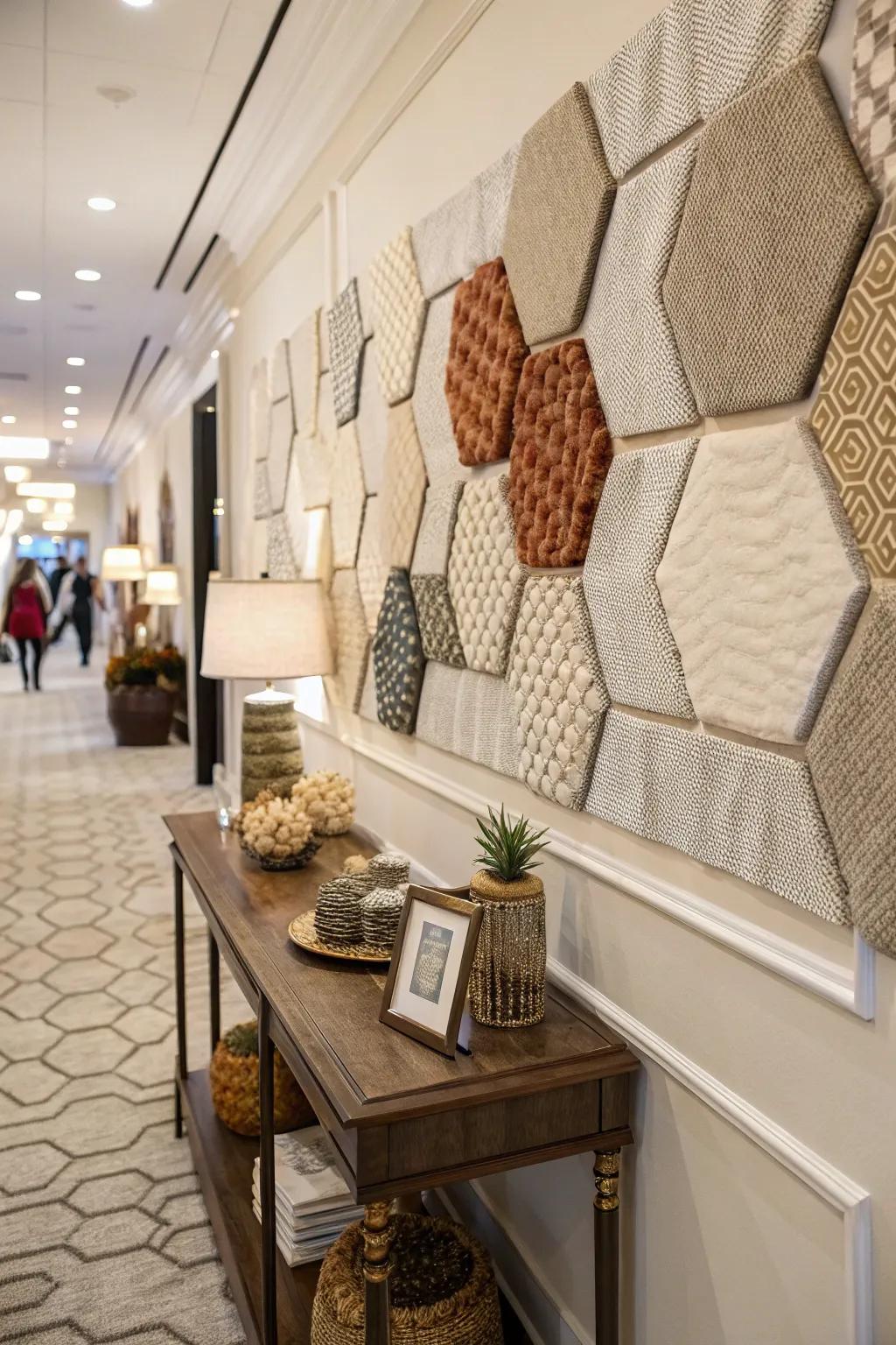 Textured hexagons append profoundness and attentiveness to any wall.