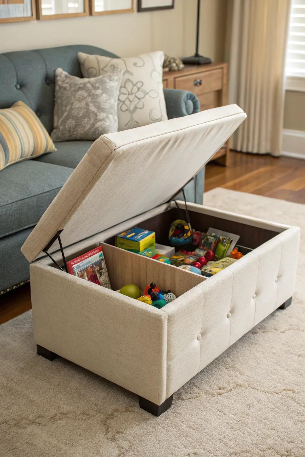 Ottomans that cleverly conceal plaything clutter.