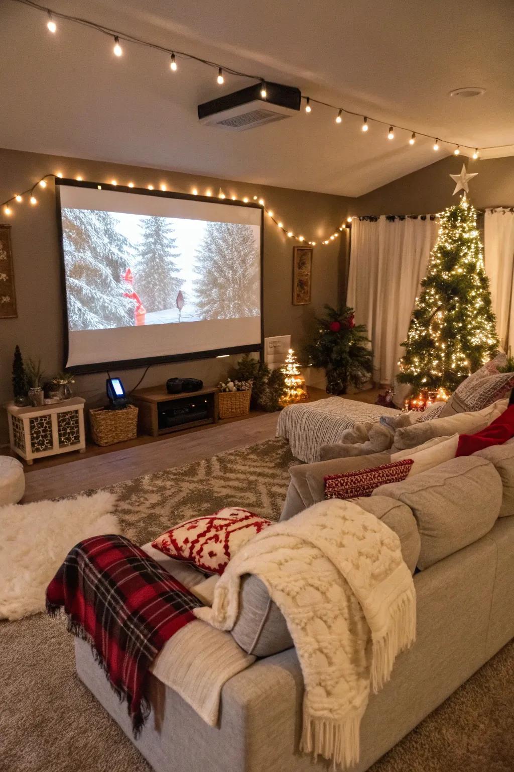 Relish a snug Festive Film Evening with beloved movies and delicacies.
