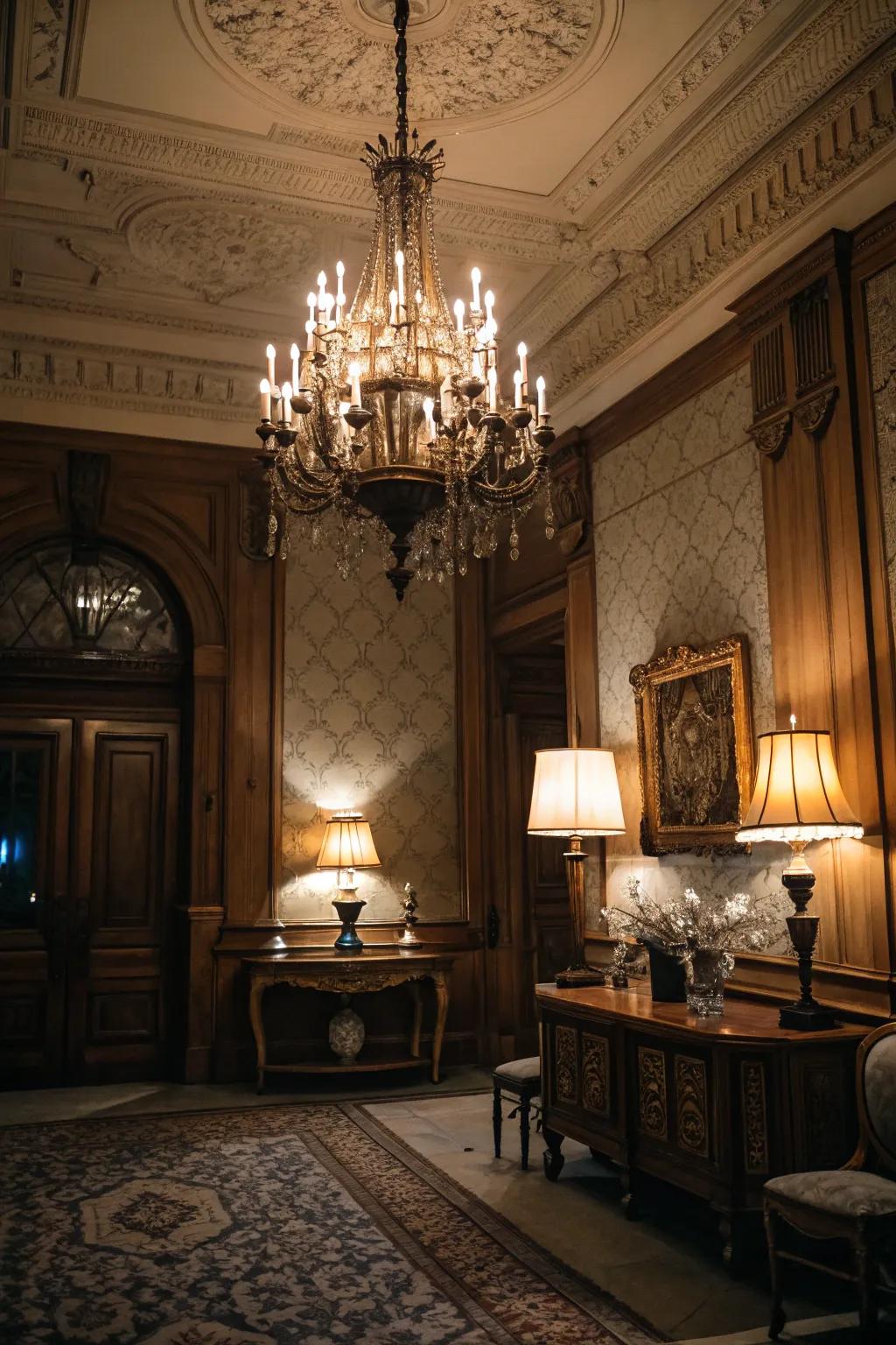 Distinct lighting installations fashion an intimate and welcoming environment.